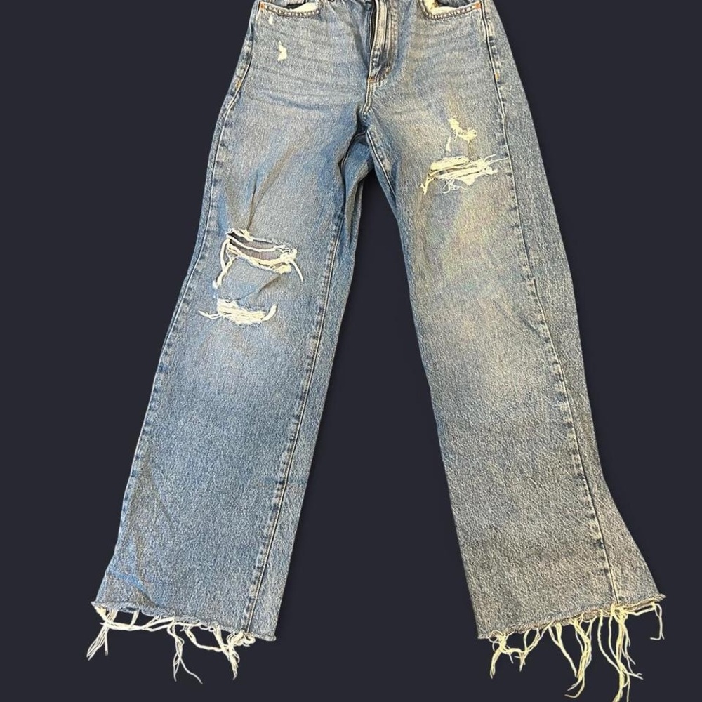 Garage Light Blue Distressed Flare Jeans
